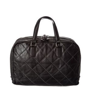 Chanel Black Calfskin Leather Stitched Bowling Bag (Authentic Pre-Loved)